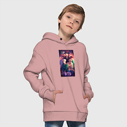 Толстовка оверсайз детская BTS art anime, цвет: пыльно-розовый — фото 2