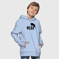 Толстовка оверсайз детская Федя и медведь, цвет: мягкое небо — фото 2