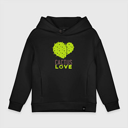 Толстовка оверсайз детская Cactus love, цвет: черный