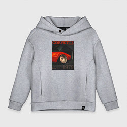 Толстовка оверсайз детская Обложка журнала Chevrolet Corvette C3, цвет: меланж