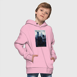 Толстовка оверсайз детская Moscow city обложка журнала, цвет: светло-розовый — фото 2