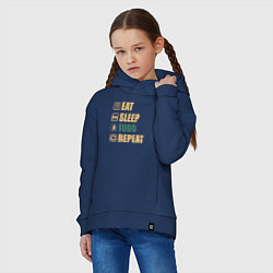 Толстовка оверсайз детская Eat sleep judo, цвет: тёмно-синий — фото 2