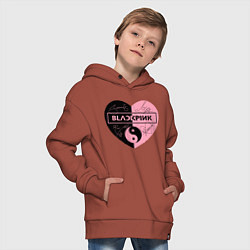 Толстовка оверсайз детская Blackpink сердце, цвет: кирпичный — фото 2