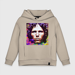 Толстовка оверсайз детская Jim Morrison Glitch 25 Digital Art, цвет: миндальный