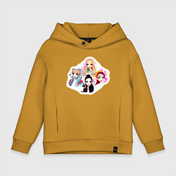 Толстовка оверсайз детская Четверо из Black Pink, цвет: горчичный