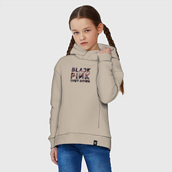 Толстовка оверсайз детская Blackpink logo Jisoo Lisa Rose Jennie, цвет: миндальный — фото 2
