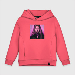 Толстовка оверсайз детская Blackpink Jennie аниме рисунок, цвет: коралловый