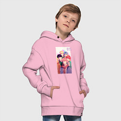 Толстовка оверсайз детская Kpop BTS art, цвет: светло-розовый — фото 2