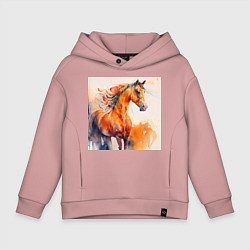 Толстовка оверсайз детская Конь Огонь, цвет: пыльно-розовый