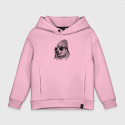 Толстовка оверсайз детская Медведь в шапке, цвет: светло-розовый