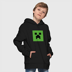 Толстовка оверсайз детская Minecraft creeper face, цвет: черный — фото 2