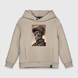 Толстовка оверсайз детская Cool skull - steampunk - neural network, цвет: миндальный