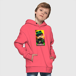 Толстовка оверсайз детская Roblox green man, цвет: коралловый — фото 2