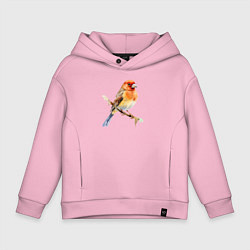 Детское худи оверсайз Оранжевая птица на ветке