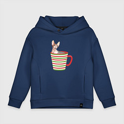 Детское худи оверсайз Сфинкс в новогодней полосатой кружке