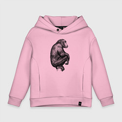 Толстовка оверсайз детская Шимпанзе на дереве, цвет: светло-розовый