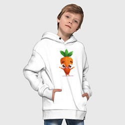 Толстовка оверсайз детская Морковка кавайная, цвет: белый — фото 2