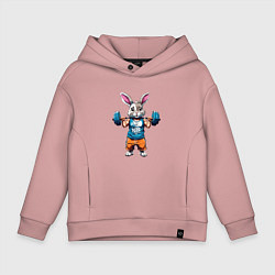 Толстовка оверсайз детская Кролик спортсмен, цвет: пыльно-розовый
