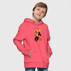 Толстовка оверсайз детская Рензо из аниме синий экзорцист, цвет: коралловый — фото 2