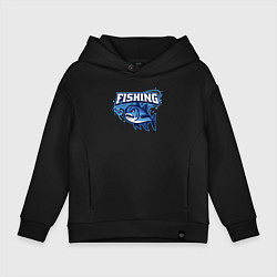 Толстовка оверсайз детская Fishing style, цвет: черный