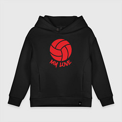 Толстовка оверсайз детская Volleyball my love, цвет: черный