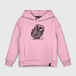 Толстовка оверсайз детская Совёнок гравюра, цвет: светло-розовый