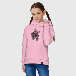 Толстовка оверсайз детская Зебра хипстер, цвет: светло-розовый — фото 2