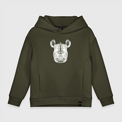 Детское худи оверсайз Носорожик белый