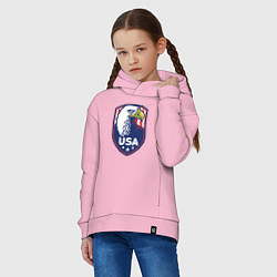 Толстовка оверсайз детская Орёл США, цвет: светло-розовый — фото 2