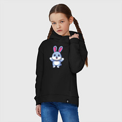 Толстовка оверсайз детская Hello bunny, цвет: черный — фото 2