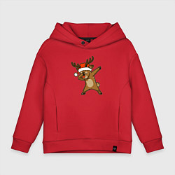Толстовка оверсайз детская Dabbing deer, цвет: красный