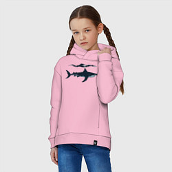 Толстовка оверсайз детская Акула в профиль, цвет: светло-розовый — фото 2
