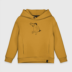 Толстовка оверсайз детская Мем собака человек бензопила, цвет: горчичный