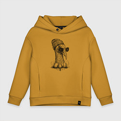 Толстовка оверсайз детская Индейка-хипстер, цвет: горчичный