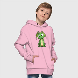 Толстовка оверсайз детская Маленький дракончик, цвет: светло-розовый — фото 2