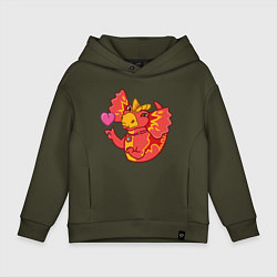 Толстовка оверсайз детская Сирена - любовь, цвет: хаки