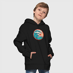 Толстовка оверсайз детская Kanagawa wave, цвет: черный — фото 2
