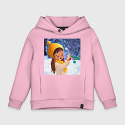 Толстовка оверсайз детская Зимняя сказка, цвет: светло-розовый