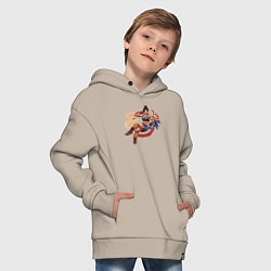 Толстовка оверсайз детская Энергия в бою, цвет: миндальный — фото 2