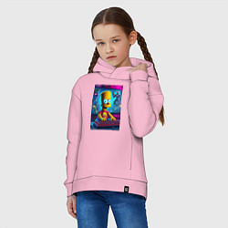 Толстовка оверсайз детская Барт Симпсон увлёкся игрой, цвет: светло-розовый — фото 2