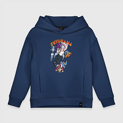 Толстовка оверсайз детская Футурама в космосе, цвет: тёмно-синий