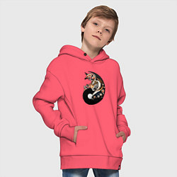 Толстовка оверсайз детская Тигр - Янь, цвет: коралловый — фото 2