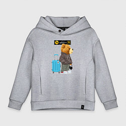 Толстовка оверсайз детская Плюшевый медведь путешественник, цвет: меланж