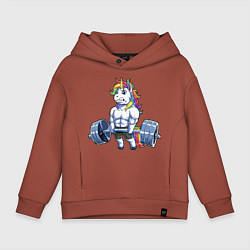 Толстовка оверсайз детская Тяж единорог, цвет: кирпичный