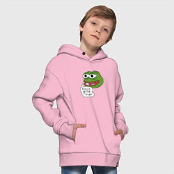 Толстовка оверсайз детская Pepe feels good man, цвет: светло-розовый — фото 2