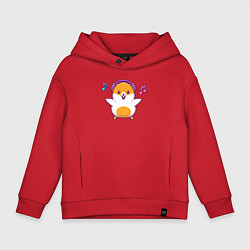 Толстовка оверсайз детская Музыкальный хомяк, цвет: красный