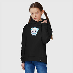 Толстовка оверсайз детская Белый полярный медвежонок, цвет: черный — фото 2
