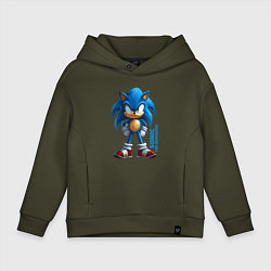 Толстовка оверсайз детская Sonic - poster style, цвет: хаки