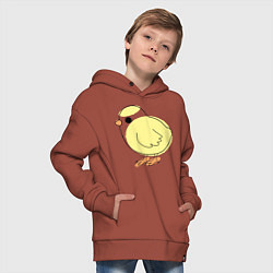 Толстовка оверсайз детская Птицы цыпленок, цвет: кирпичный — фото 2