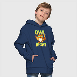 Толстовка оверсайз детская Owl right - каламбур отлично, цвет: тёмно-синий — фото 2